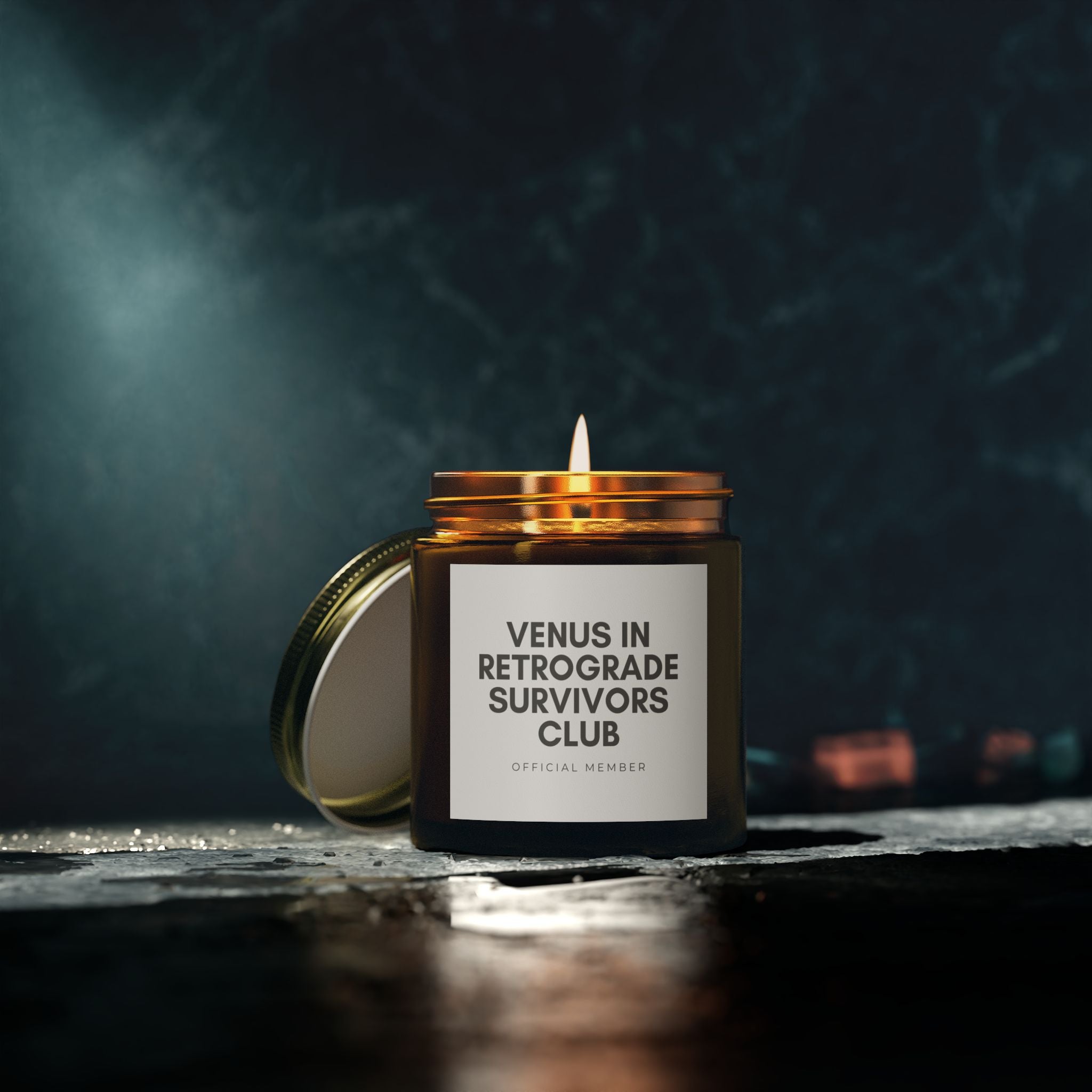Venus In Retrograde Survivors Club Scented Candle | Cozy Home Decor, Aromatherapy Gift, Relaxation Candle, Self-Care Essential, Funny Gift Idea